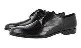 Prada Men's Black Brushed Spazzolato Leather Derby Business Shoes 2EB174