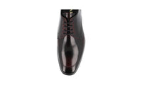 Prada Men's Brown Brushed Spazzolato Leather Derby Business Shoes 2EB174