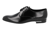 Prada Men's Black Brushed Spazzolato Leather Derby Business Shoes 2EB181