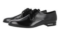 Prada Men's Black Brushed Spazzolato Leather Derby Business Shoes 2EB181