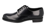 Prada Men's Black Brushed Spazzolato Leather Derby Business Shoes 2EB193