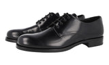 Prada Men's Black Brushed Spazzolato Leather Derby Business Shoes 2EB193