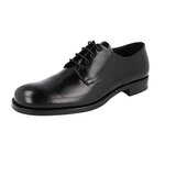 Prada Men's Black Brushed Spazzolato Leather Derby Business Shoes 2EB193