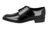 Prada Men's Black Brushed Spazzolato Leather Derby Business Shoes 2EB194