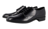 Prada Men's Black Brushed Spazzolato Leather Derby Business Shoes 2EB194