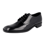 Prada Men's Black Brushed Spazzolato Leather Derby Business Shoes 2EB194