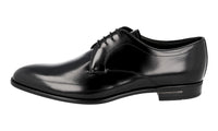 Prada Men's Black Brushed Spazzolato Leather Derby Business Shoes 2EC060