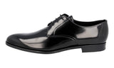 Prada Men's Black Brushed Spazzolato Leather Derby Business Shoes 2EC068