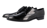 Prada Men's Black Brushed Spazzolato Leather Derby Business Shoes 2EC068