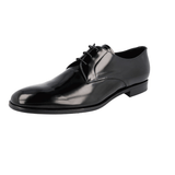Prada Men's Black Brushed Spazzolato Leather Derby Business Shoes 2EC068