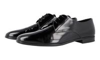 Prada Men's Black Brushed Spazzolato Leather Derby Business Shoes 2EC071