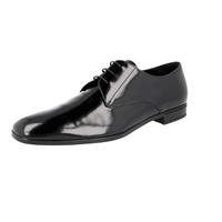 Prada Men's Black Brushed Spazzolato Leather Derby Business Shoes 2EC071