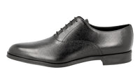 Prada Men's Black Brushed Spazzolato Leather Derby Business Shoes 2EC090