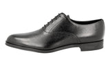 Prada Men's Black Brushed Spazzolato Leather Derby Business Shoes 2EC090