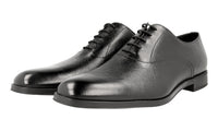 Prada Men's Black Brushed Spazzolato Leather Derby Business Shoes 2EC090