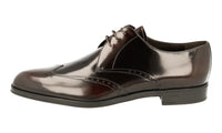 Prada Men's Brown Brushed Spazzolato Leather Derby Business Shoes 2EC097