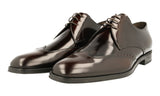 Prada Men's Brown Brushed Spazzolato Leather Derby Business Shoes 2EC097