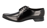 Prada Men's Brown Brushed Spazzolato Leather Derby Business Shoes 2EC124