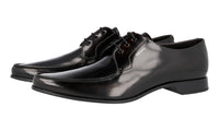 Prada Men's Brown Brushed Spazzolato Leather Derby Business Shoes 2EC124
