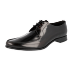 Prada Men's Brown Brushed Spazzolato Leather Derby Business Shoes 2EC124