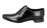 Prada Men's Black Brushed Spazzolato Leather Slip On Business Shoes 2EC127