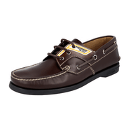 Prada Men's Brown Brushed Spazzolato Leather Lace-up Shoes 2EC269