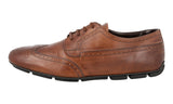 Prada Men's Brown Full Brogue Leather Derby Business Shoes 2ED013