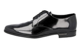 Prada Men's Black Brushed Spazzolato Leather Derby Business Shoes 2EE053