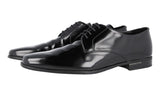 Prada Men's Black Brushed Spazzolato Leather Derby Business Shoes 2EE053