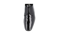 Prada Men's Black Brushed Spazzolato Leather Derby Business Shoes 2EE053