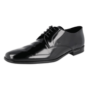 Prada Men's Black Brushed Spazzolato Leather Derby Business Shoes 2EE053