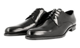Prada Men's Black Brushed Spazzolato Leather Derby Business Shoes 2EE146