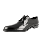 Prada Men's Black Brushed Spazzolato Leather Derby Business Shoes 2EE146
