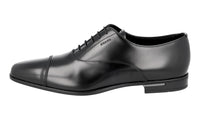Prada Men's Black Brushed Spazzolato Leather Oxford Business Shoes 2EE190