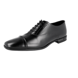 Prada Men's Black Brushed Spazzolato Leather Oxford Business Shoes 2EE190
