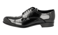 Prada Men's Black Full Brogue Leather Derby Cap Toe Business Shoes 2EE205