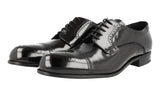 Prada Men's Black Full Brogue Leather Derby Cap Toe Business Shoes 2EE205