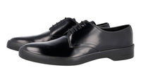 Prada Men's Black Brushed Spazzolato Leather Derby Business Shoes 2EE217