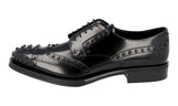Prada Men's Black Brushed Spazzolato Leather Derby Lace-up Shoes 2EE289