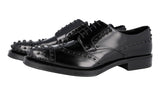 Prada Men's Black Brushed Spazzolato Leather Derby Lace-up Shoes 2EE289