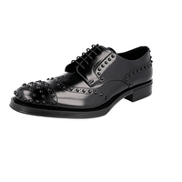 Prada Men's Black Brushed Spazzolato Leather Derby Lace-up Shoes 2EE289