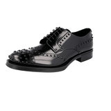 Prada Men's Black Brushed Spazzolato Leather Derby Lace-up Shoes 2EE289