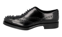 Prada Men's Black Brushed Spazzolato Leather Oxford Business Shoes 2EE290