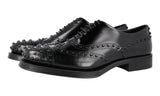 Prada Men's Black Brushed Spazzolato Leather Oxford Business Shoes 2EE290