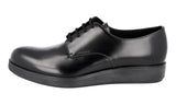 Prada Men's Black Brushed Spazzolato Leather Derby Business Shoes 2EE295