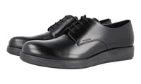 Prada Men's Black Brushed Spazzolato Leather Derby Business Shoes 2EE295