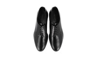 Prada Men's Black Brushed Spazzolato Leather Derby Business Shoes 2EE297