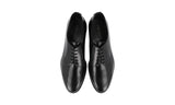 Prada Men's Black Brushed Spazzolato Leather Derby Business Shoes 2EE297