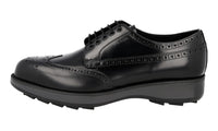 Prada Men's Black Full Brogue Leather Derby Business Shoes 2EE303