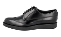 Prada Men's Black welt-sewn Leather Derby Business Shoes 2EE304